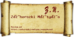 Záhorszki Mátyás névjegykártya